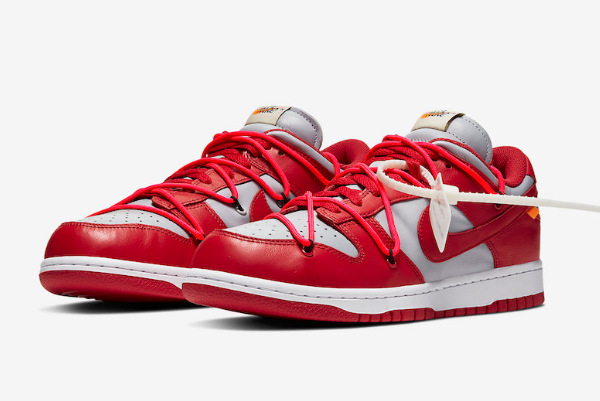 CT0856 600 Off White x Nike Dunk Low University Red Wolf Grey 2019 For Sale 2 600x401