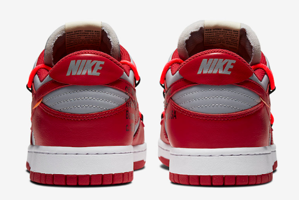CT0856 600 Off White x Nike Dunk Low University Red Wolf Grey 2019 For Sale 3 600x401