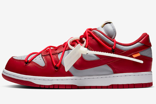 CT0856 600 Off White x Nike Dunk Low University Red Wolf Grey 2019 For Sale 600x401