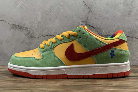 CU1727 600 Nike SB Dunk Low Light Green Yellow Red 2020 For Sale