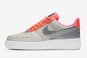CT1992 101 3M x Nike Wmns Air Force 1 07 LV8 Light Grey Pink Orange 2020 For Sale 300x201