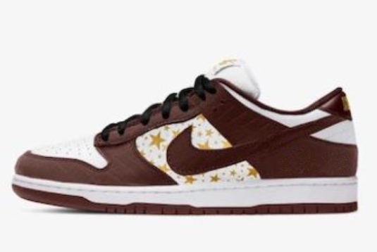DH3228 103 Supreme x Nike SB Dunk Low Brown Stars 2021 For Sale