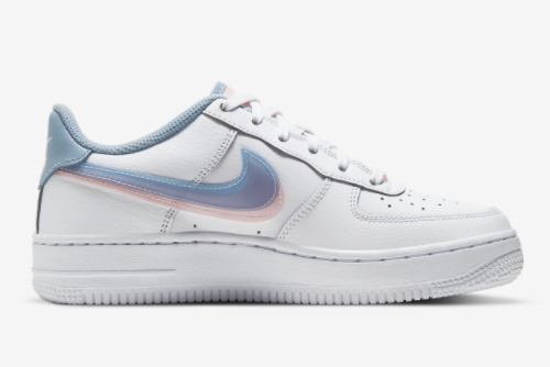 CW1574-100 Nike Air Force 1 LV8 Double Swoosh White Armory Blue Pink ...