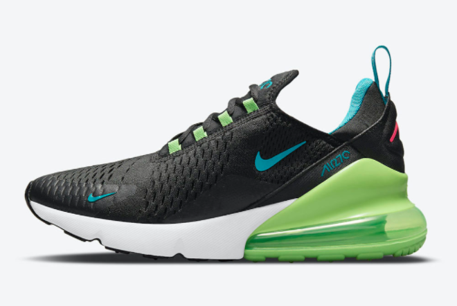 Men's Nike Air Max 270 Black/Neon Blue-Green DJ5136-001 New Released