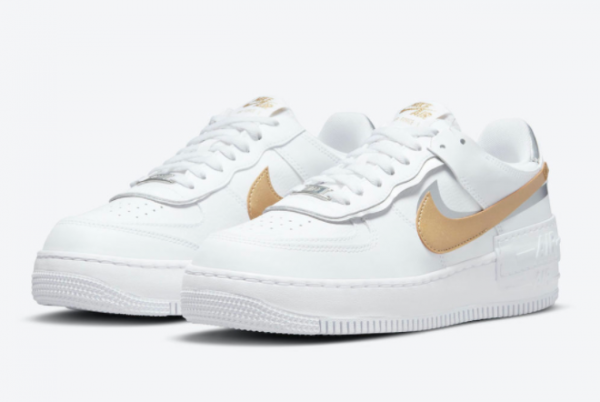 Brand New Nike Air Force 1 Shadow White Gold For Sale DM3064-100-3