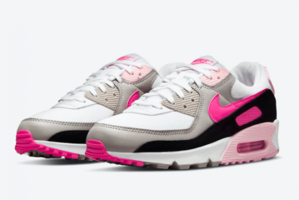 Nike Wmns Air Max 90 White/Pink-Grey-Black DM3051-100 For Sale Online-3
