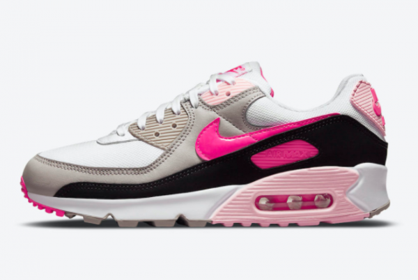 Nike Wmns Air Max 90 White/Pink-Grey-Black DM3051-100 For Sale Online