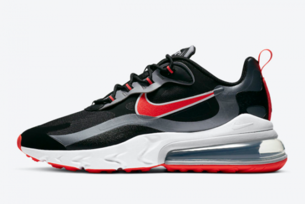 2021 Nike Air Max 270 React Black Silver Red White CT1646-001 Running Shoes