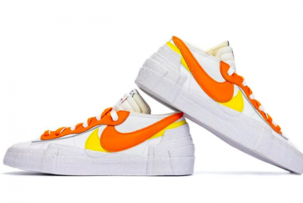 Fashion Sacai x Nike Blazer Low White/Magma Orange DD1877-100 Shoes-3