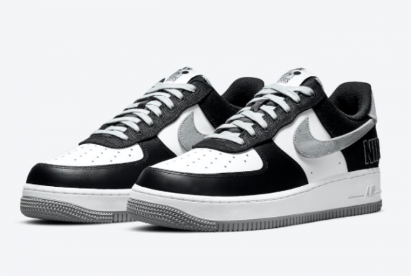Latest Release Nike Air Force 1 EMB Black Silver CT2301-001-2