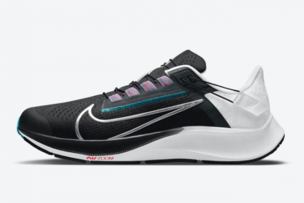New Nike Air Zoom Pegasus 38 FlyEase Black/White-Chlorine Blue-Metallic Silver Released DA6674-002