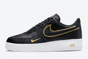 Nike Air Force 1 Low Gold Double Swoosh White Black Gold DA8481-001 For Sale Online