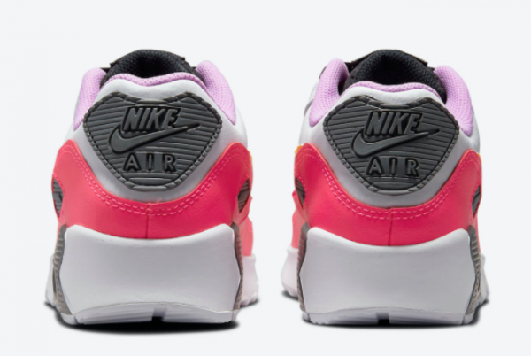 Nike Air Max 90 GS White Pink Yellow Purple DM8685-100 Women’s Sport Shoes-2