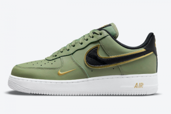 2021 Cheap Nike Air Force 1 Low Green Gold Swoosh DA8481-300