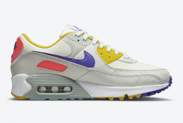 2021 Nike Air Max 90 White Yellow-Purple-Pink DA8726-100 Sneakers For Sale-1