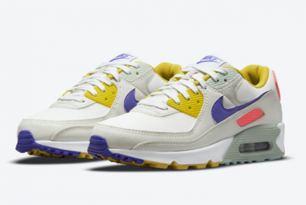 2021 Nike Air Max 90 White Yellow-Purple-Pink DA8726-100 Sneakers For Sale-2
