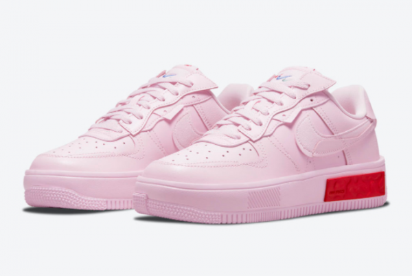 Ladies Nike Air Force 1 Fontanka Pink Red 2021 For Sale DA7024-600-2