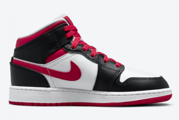 New Air Jordan 1 Mid GS White Black Red 2021 For Sale 554725-016-1