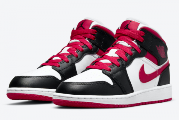 New Air Jordan 1 Mid GS White Black Red 2021 For Sale 554725-016-2