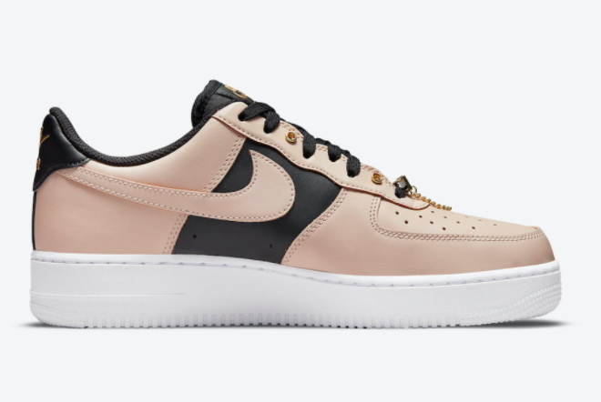 New Nike Air Force 1 Low Beige Black Gold 2021 For Sale DA8571-200