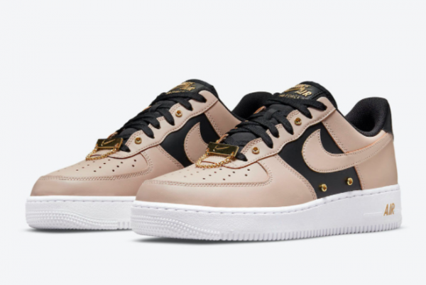New Nike Air Force 1 Low Beige Black Gold 2021 For Sale DA8571-200 -2