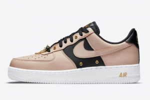New Nike Air Force 1 Low Beige Black Gold 2021 For Sale DA8571-200