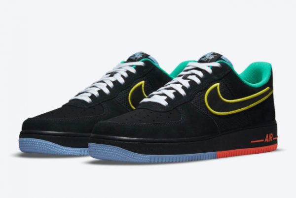 New Nike Air Force 1 Low Black/Yellow/Red/Blue/Green 2021 For Sale DM9051-001-2