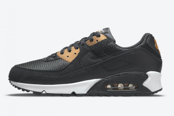 New Nike Air Max 90 Black Gold 2021 For Sale DM7557-001