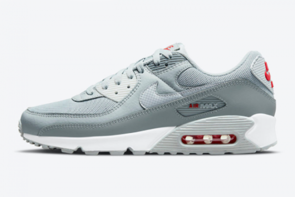 New Nike Air Max 90 Grey Red DM9102-001 For Sale