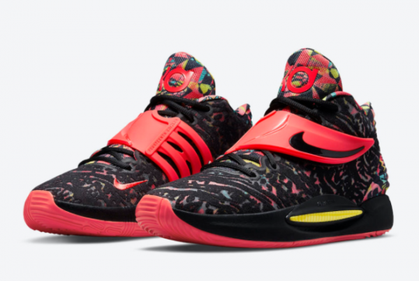 New Nike KD 14 Ky-D Floral Red Black 2021 For Sale CW3935-002 -2