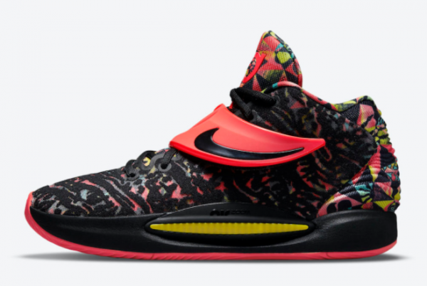 New Nike KD 14 Ky-D Floral Red Black 2021 For Sale CW3935-002