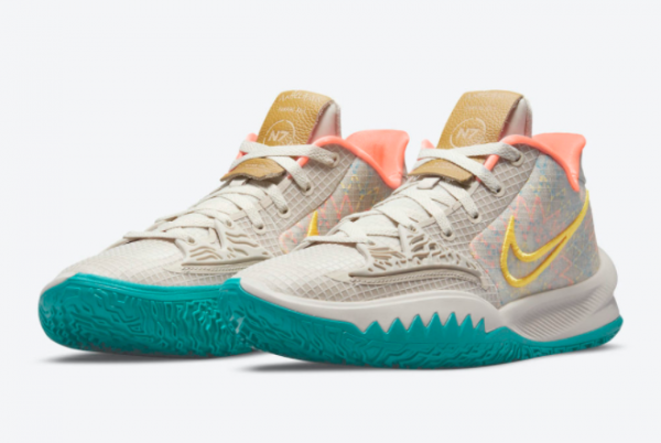 New Nike Kyrie Low 4 N7 Natural/Yellow-Teal 2021 For Sale CW3985-005 -2