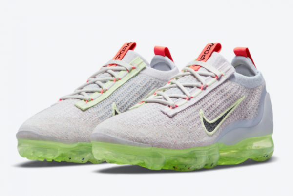 New Nike Vapormax Flyknit 2021 Grey Neon For Sale DC4112-003-1