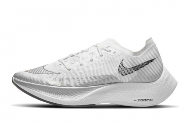 New Nike ZoomX Vaporfly Next% 2 White/Metallic Silver/Black 2021 For Sale CU4123-100