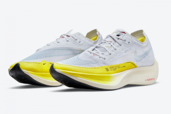 New Nike ZoomX VaporFly NEXT% 2 White Yellow 2021 For Sale DM9056-100-3
