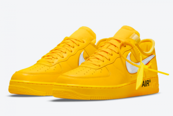 New Off-White x Nike Air Force 1 Low University Gold/Metallic Silver 2021 For Sale DD1876-700-2