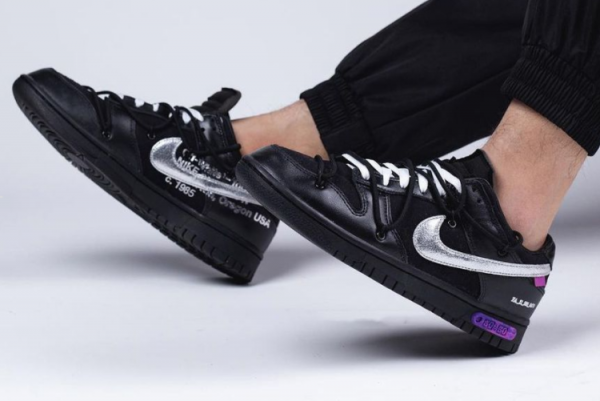 New Off-White x Nike Dunk Low The 50 Black/Silver 2021 For Sale DM1602-001-1