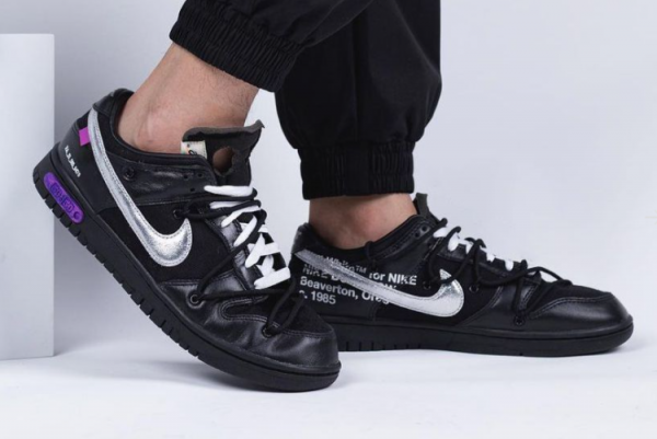 New Off-White x Nike Dunk Low The 50 Black/Silver 2021 For Sale DM1602-001-2