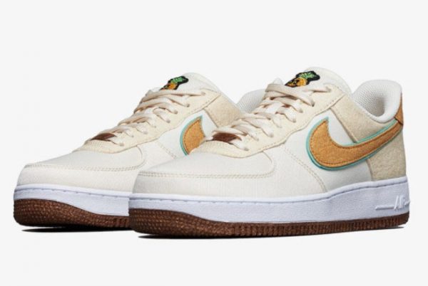 Cheap Nike Air Force 1 Low Happy Pineapple Coconut Milk Metallic Gold-Green Glow 2021 For Sale CZ1631-100-2