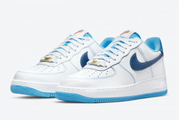 Latest Nike Air Force 1 Low First Use White Dark Blue-Light Blue 2021 For Sale DA8478-100-2