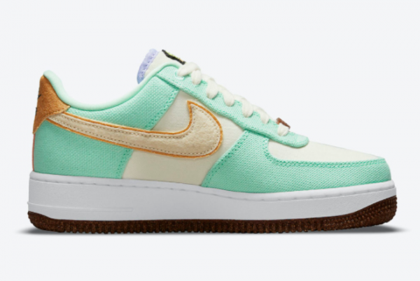 Latest Nike Air Force 1 Low Happy Pineapple Green Glow Coconut Milk-Metallic Gold 2021 For Sale CZ0268-300 -1
