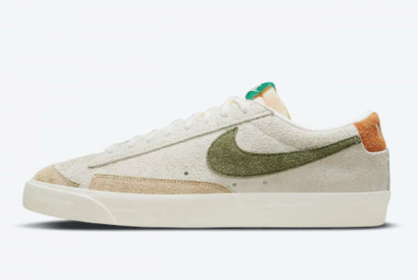 Latest Nike Blazer Low Suede Sail Light Tan Olive Green Brown 2021 For Sale DM7582-100