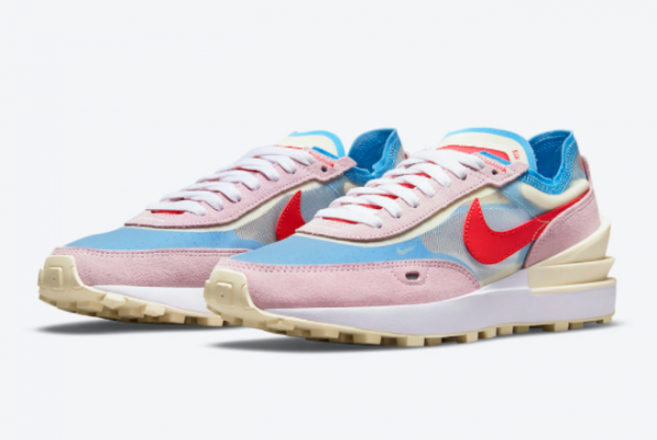 Latest Nike Wmns Waffle One Pink Red Blue 2021 For Sale DN5057-600-1