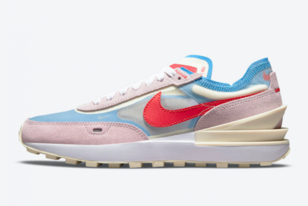 Latest Nike Wmns Waffle One Pink Red Blue 2021 For Sale DN5057-600
