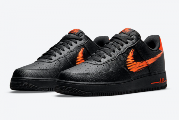 New Nike Air Force 1 Low Zig Zag Black Orange 2021 For Sale DN4928-001-2