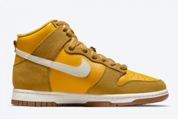 New Nike Dunk High First Use University Gold White-Light Gum Brown 2021 For Sale DH6758-700-1
