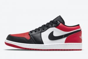 Latest Air Jordan Wore 1 Low Bred Toe White Black-University Red 2021 For Sale 553558-612