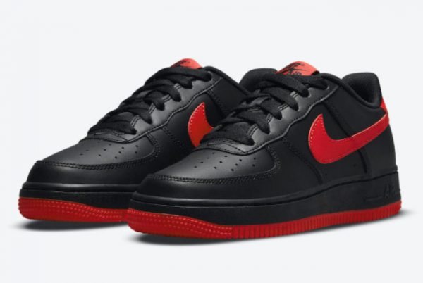 Latest Nike Air Force 1 GS Bred Black/Black/University Red 2021 For Sale DH9812-001-1