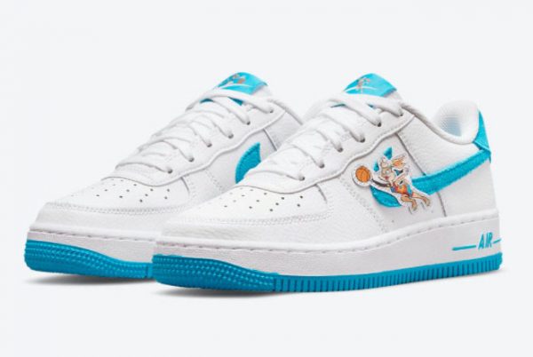 Latest Nike Air Force 1 Low Space Jam White Light Blue Fury-White 2021 For Sale DJ7998-100-2