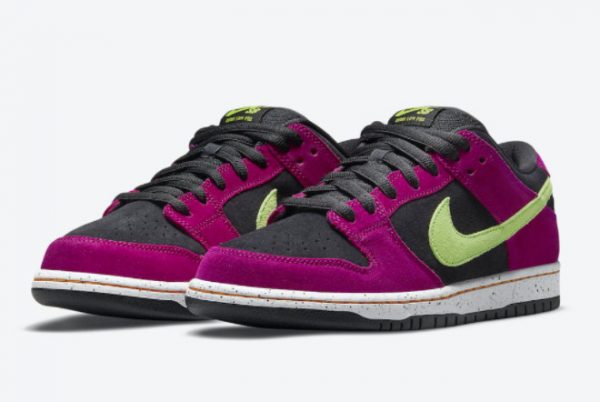 Latest Nike SB Dunk Low Red Plum Red Plum Black-Taxi-Citron 2021 For Sale BQ6817-501-2